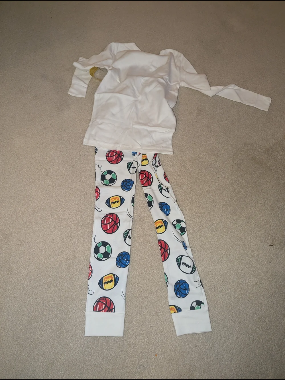 Nwt Kids White Sports Print Pajama Set